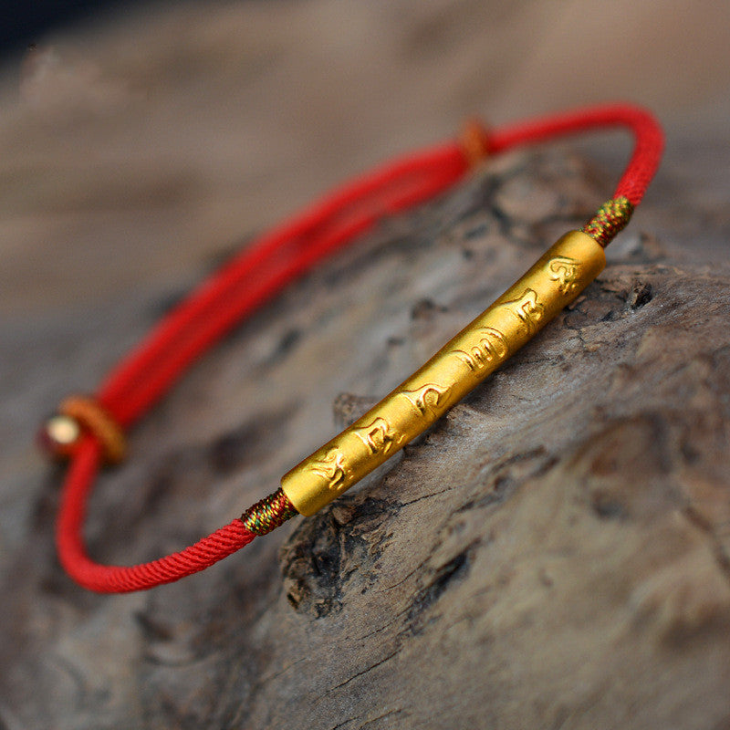 XSpiritual™- Mantra "Shanti" bracelet in Red Rope and Silver