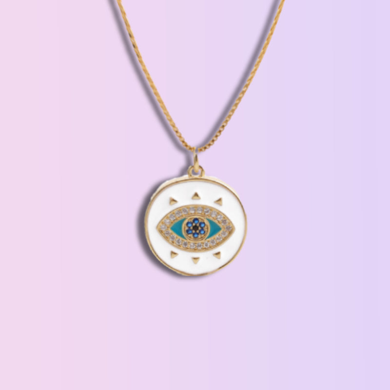 XSpiritual™- Evil Eye necklace in white enamel